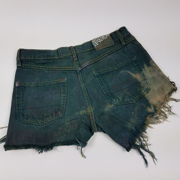 Freeworld Denim Shorts Cut Off Distressed Embroidered Acid Wash Size 30 - Picture 8 of 11